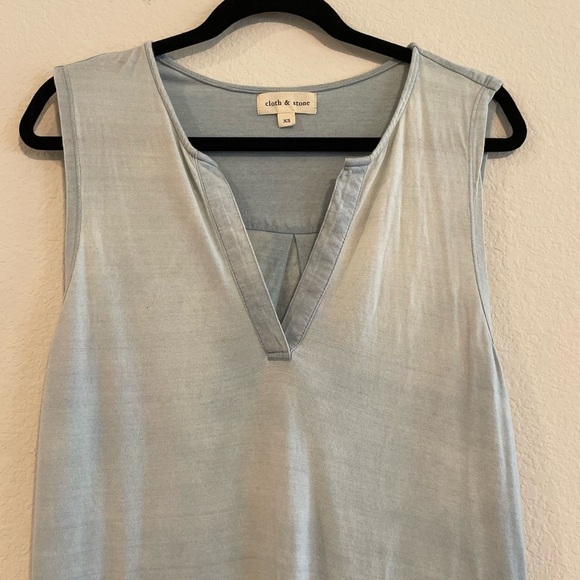 Cloth & Stone Anthropologie Women Shift Midi Medium Dress Blue Cotton Longline - Picture 5 of 12